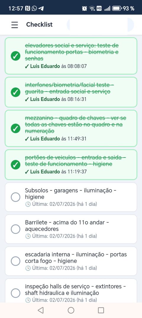 Checklist diário do zelador no SindicoFit